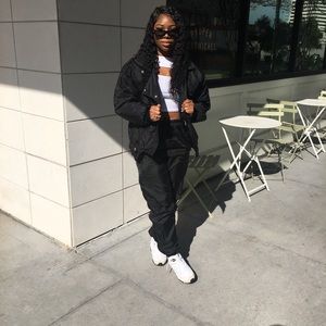 Black oversized puffer jacket